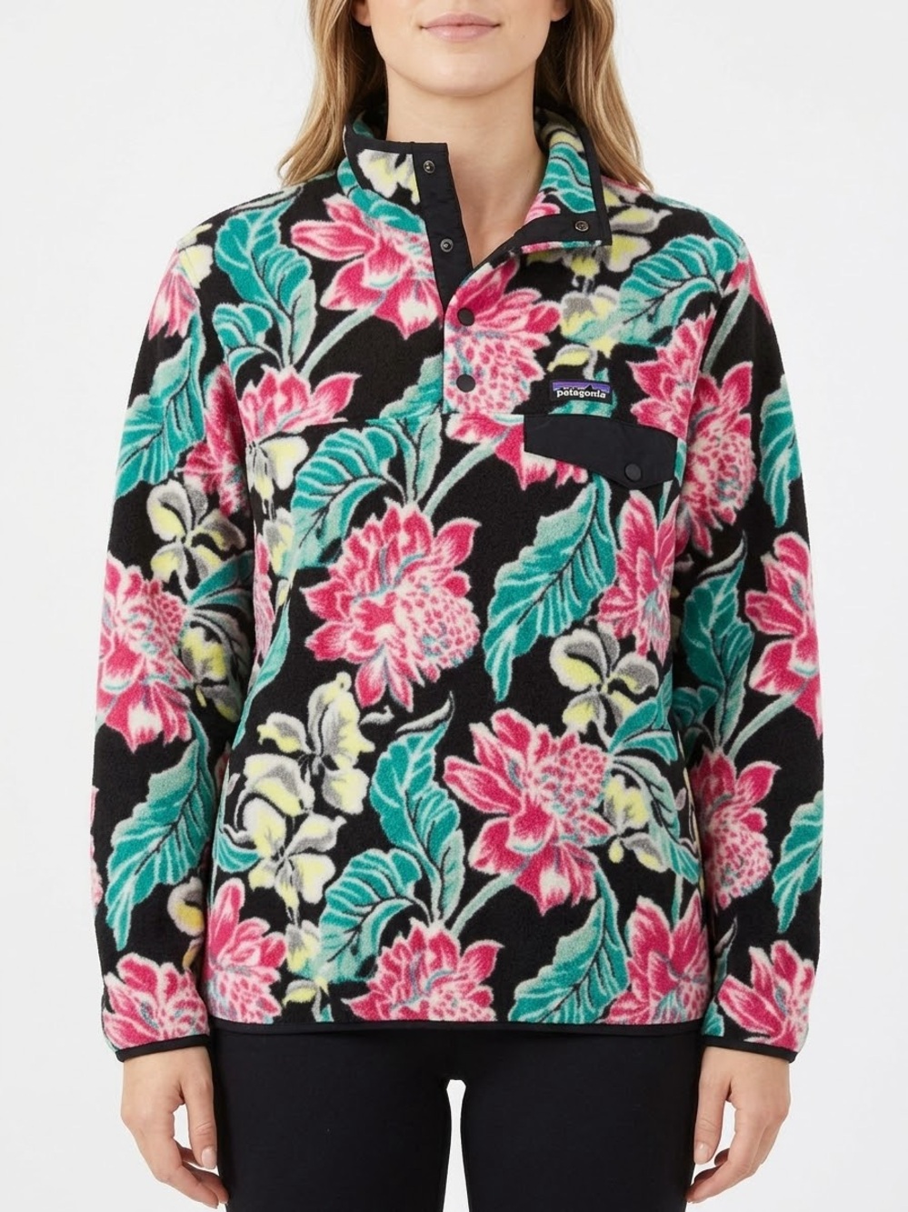 Patagonia Synchilla Snap-T Fleece Women S Manoa Black Floral MOBK SP15
